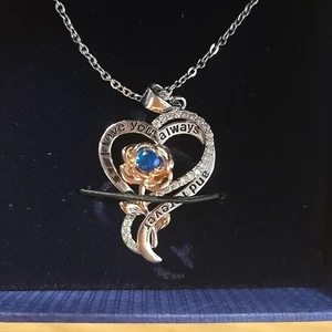 September Geburtsstein Halskette - S925 Sterling Silber Rose Anhänger blau - Bild 1 von 6