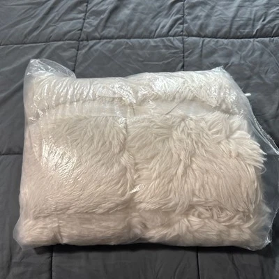 NEW Pottery Barn Ivory Faux Fur Oversized Throw Blanket $279 Retail - Image 1 of 4