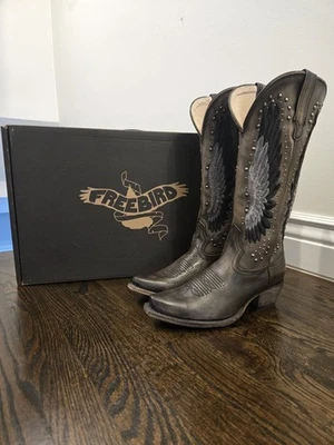 Freebird Leather Angel Western Cowboy Boots Black Size 7 Women's Retails $375 - Image 1 of 4