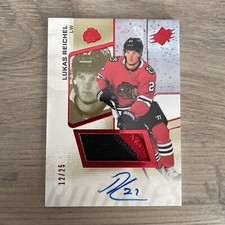 2022-23 Upper Deck SPx LUKAS REICHEL Rookie AUTO  3 Color Patch RPA /25 Hawks