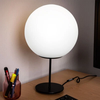 FISCHER LEUCHTEN Tischlampe Tischleuchte Leselampe Wohnzimmerleuchte Glas Kugel schwarz H 41,5 cm