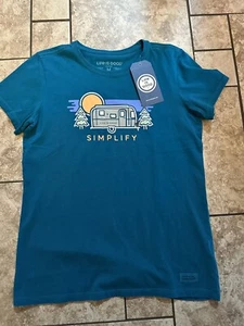 Camiseta trituradora SS para mujer Medium Life is Good Simplify cámper camping nueva con etiquetas - Imagen 1 de 1