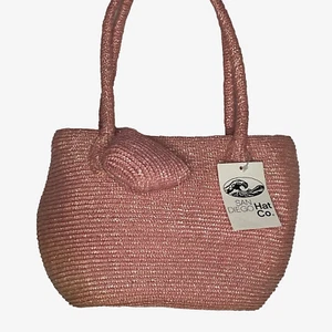 San Diego Hat Company Pink WovenTote Bag Purse Beach Boho Coastal Vacation NEW - Picture 1 of 14