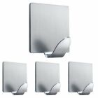 6 x Self Adhesive Hooks Stainless Steel Strong Silver Sticky Stick on Wall Door