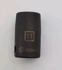Kobalt 11mm 3/8” drive impact socket 6 pt 11 mm metric black Taiwan 338099 - Picture 1 of 8