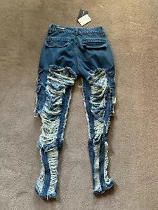 Damenmode Nova Matter A Fact Distressed Cargo Jeans Dark Denim Größe 1 - Bild 1 von 4