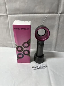 Handheld leafless fan desktop portable creative mini fan USB rechargeable PINK - Picture 1 of 5