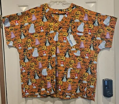 Blusa Médica Pumpkin Headed People 2X Grande Butterick #B4946 Hecha en Casa ¡NUEVA! Foto 1 de 3