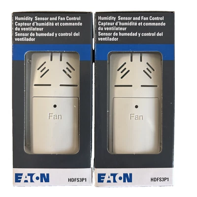 Eaton HDFS3P1 Humidity Sensor Fan Control HDFS3P1-W-L White Single pole Lot of 2 - Image 1 of 4