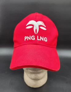 Sombrero PNG LNG ExxonMobil Rojo Sólido Blanco Escritura Logo Sombrero Papúa Nueva Guinea - Imagen 1 de 6