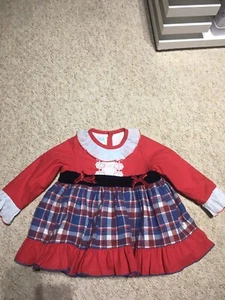 Abuela Tata Spanish Puffball baby girl Christmas dress check size 18 months - Picture 1 of 7