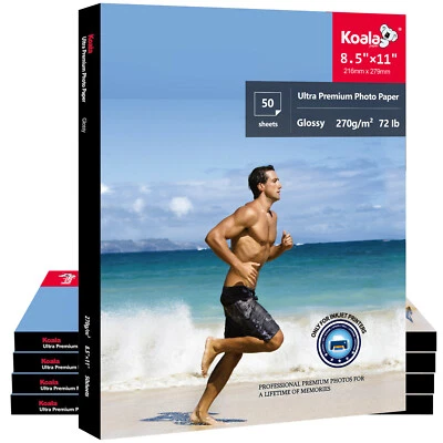 250 Koala Ultra Premium Glossy Photo Paper 8.5X11 Glossy 72lb Inkjet Printer - Image 1 of 4