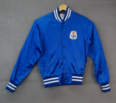 Vintage Anheuser-Busch Natural Light Beer Satin Snap Up Jacket Blue Size Small - Image 1 of 4