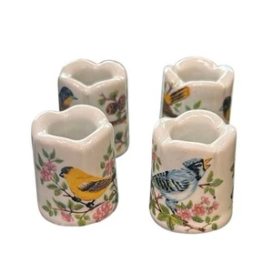 Chime Candle Holder Mini Set of 4- W Germany- Ceramic Birds- Scalloped- Dainty - Picture 1 of 5