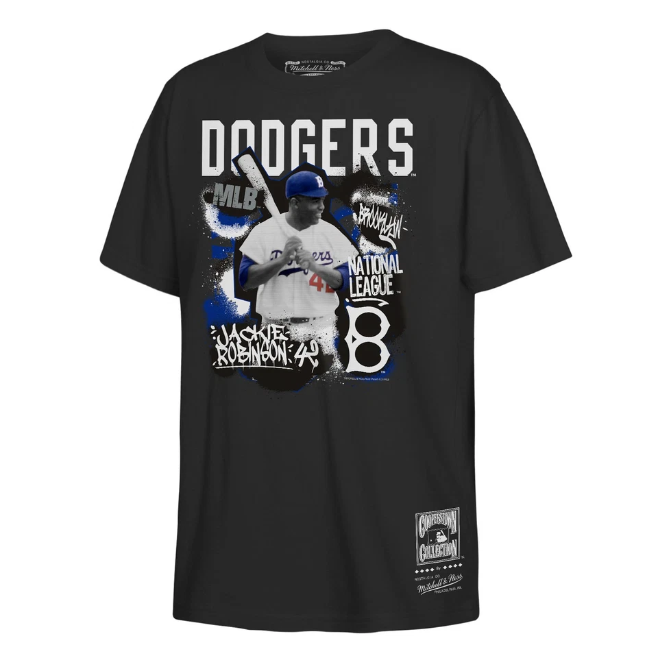 Youth Mitchell & Ness Jackie Robinson Black Brooklyn Dodgers Cooperstown Star - Image 1 of 1