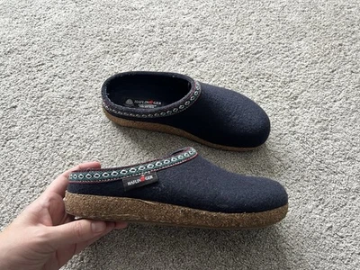 Tamancos Haflinger GZ Pure Wool Classic Grizzly tamanho 40 azul marinho slip-on mules - Imagem 1 de 4