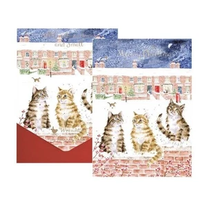 Wrendale Christmas Cards Cats Snowy Street - Pack of 8 Festive Animal Cards - Picture 1 of 2
