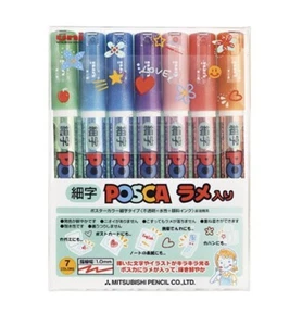 Mitsubishi Pencil, POSCA Lame, 7 Colors Set, Fine, 1mm, Japan - Picture 1 of 1