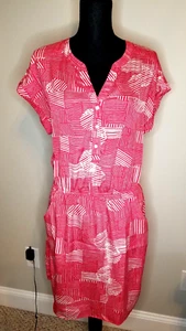 Gap Shirt Dress V neck red and white pattern Size Large - Picture 1 of 11