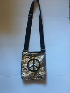 Fashion Express Silver Black Womens Purse Handbag Metallic Sequin Bling Boho - Picture 1 of 6