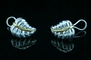 Tiffany & Co. Sterling Silber 18k Gelbgold Natur Blatt Post Clip Ohrringe - Bild 1 von 4