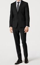 38r Calvin Klein Black SKINNY Fit Wool Men's Double Vent Flat Front Suit Ma0