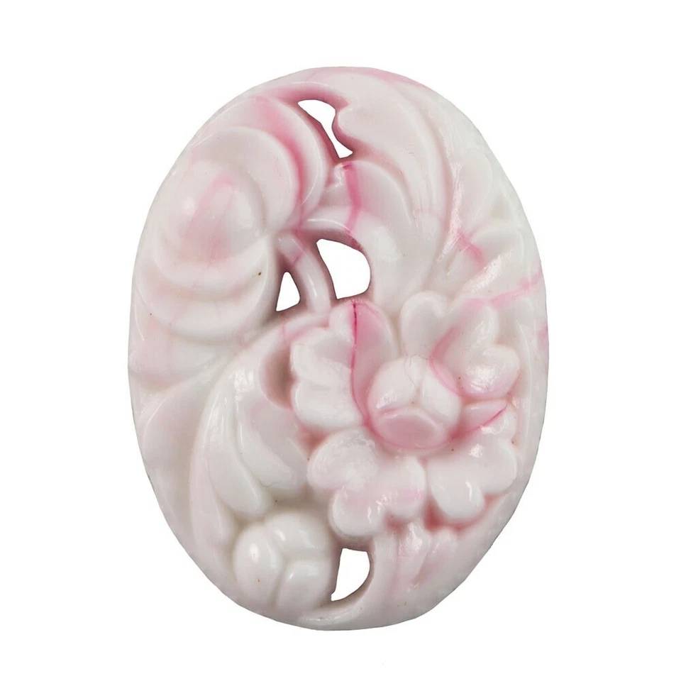 Cabina de vidrio floral grabada blanca vintage remolinos rosas Japón 40x30 mm (1) cabina 6052AA Foto 1 de 1