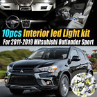 10Pc Car Interior LED White Light Bulb Kit for 11-19 Mitsubishi Outlander Sport