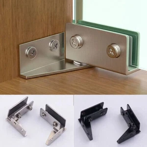 2PCS Shower Screen Glass Door Hinge, Cabinet Glass Hinge Side Stainless Steel - Picture 1 of 11