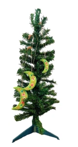Paper  Mache Crescent Moon Holiday Ornaments | Set of 3 - Picture 1 of 8