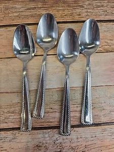 4pc Set Oneida Flourish 18/10 Stainless Oval Soup Spoons 7" Tablespoon - Picture 1 of 5