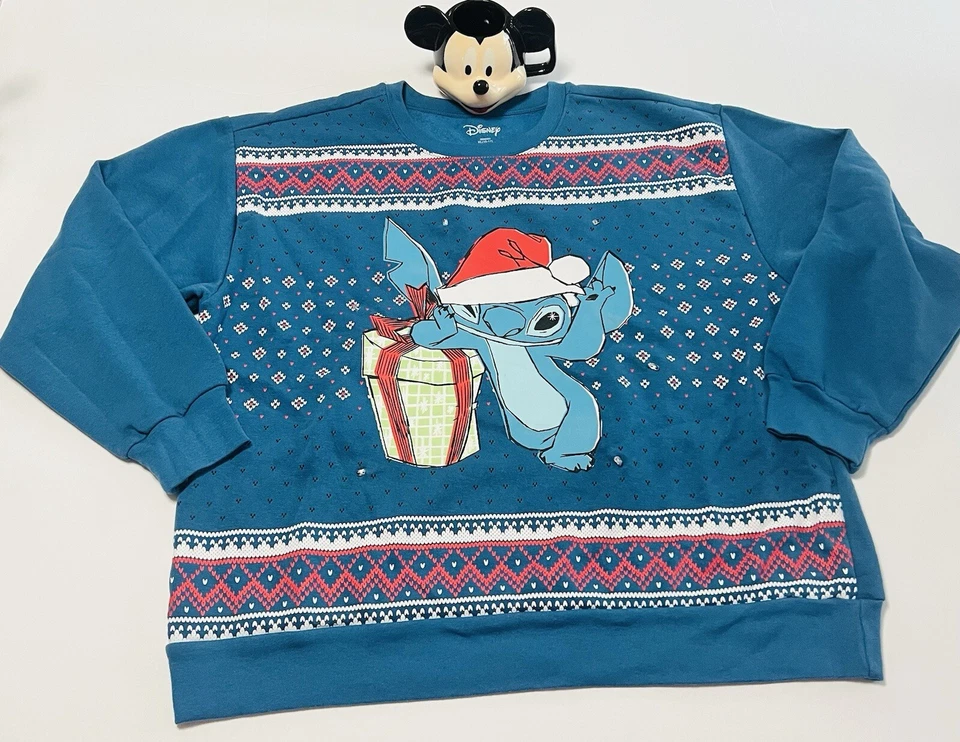 Suéter Disney Stitch Feliz Navidad Iluminado XL (15-17) Con Taza Foto 1 de 4
