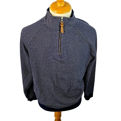 Cutter & Buck Quarter Zip Pullover Blue Stripe Long Sleeve Standing Collar Men S - Image 1 of 4