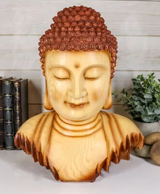 Busto de Buda Ebros Grande Feng Shui Shakyamuni com Ushnisha e Estátua de Bochechas Rosadas - Imagem 1 de 4
