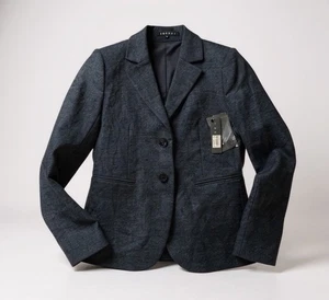 Theory NWT Zaylin Blazer Fern Virgin Wool Blue Multi 2 Button Size 00 $435 - Picture 1 of 12