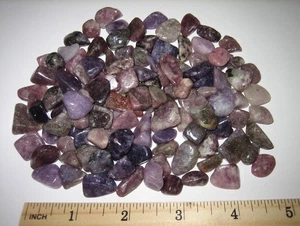 110+ TUMBLED POLISHED SMALL NATURAL 0.3"- 0.6" PURPLE LEPIDOLITE STONES 175.2g - Picture 1 of 7