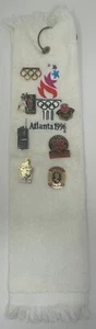 1996 Atlanta Olympics Golf Towel 7 Pins Coke McDonald's Mothers Day Motorola USA - Picture 1 of 7
