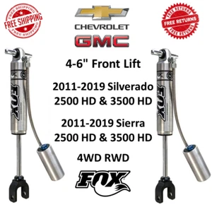 Fox Adj Shocks Pair 4-6" Front Lift for 11-19 Silverado Sierra 2500 3500 HD 4WD - Picture 1 of 12