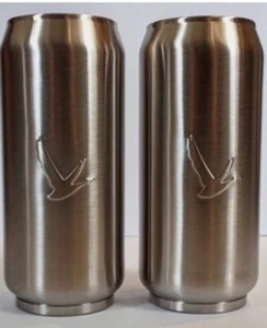 2 x GREY GOOSE VODKA Brushed Stainless Steel Soda Tumbler Glass Insulated Can - Picture 1 of 1