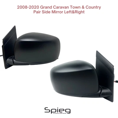 Pair Side Mirror for 2008-2020 Grand Caravan Town & Country Paint to Match Black - Image 1 of 4