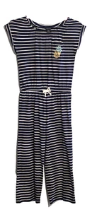 Nautica Blue White Striped Jumpsuit Girls Size M 8/10 Glitter Pineapple Nautical - Picture 1 of 10