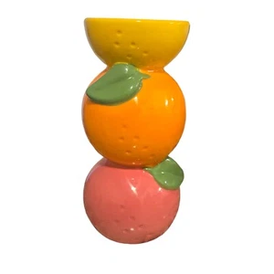 Ban.do Stacked Citrus Fruit Tower Vase Colorful Ceramic Unique Accent Decorative - Picture 1 of 6