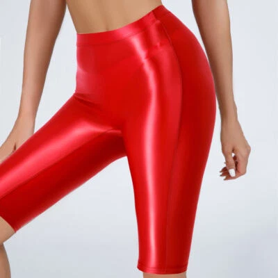 Mujeres Cintura Alta Brillante Brillante Pantalones Cortos Leggings Yoga Fitness Pantalones Cortos Ropa Interior Foto 1 de 4