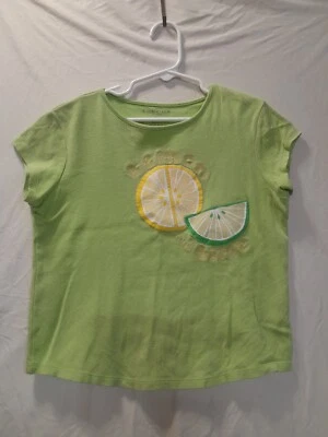Sonoma Girls T-Shirt Size 8 Short Sleeve Green Lemon Lime Embroidered  - Image 1 of 4