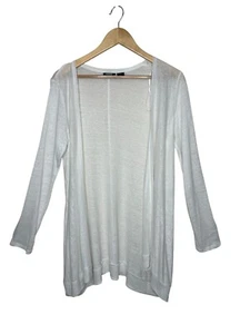Tahari 100% Leinen weiß leichte Longline offene Strickjacke Gr. Small Coastal - Bild 1 von 8