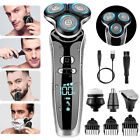 4 In 1 Men's LCD Electric Shaver Cordless Razor Wet Dry Rotary Rechargeable UK