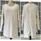 ELLE Women's Ivory Back Bows Long Sweater Top Thin Lightweight Soft Hi Lo Size L