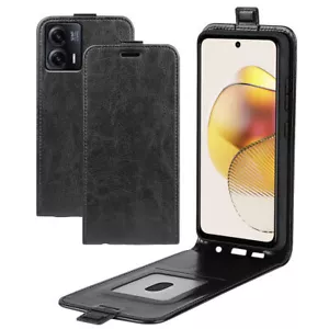 Leather Up & Down Magnetic Vertical Flip Wallet Phone Case Cover For Motorola - Picture 1 of 16