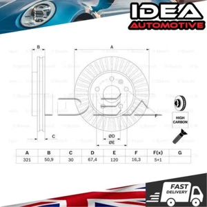 Brake Disc Front Idea Fits Vauxhall Insignia 2008-2017 + Other Models #2 - Picture 1 of 12