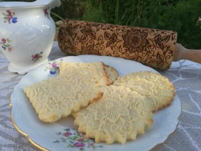  Wooden Engraved Rolling Pin Embossed Dough Roller Carved Rolling Textured  - Image 1 of 4